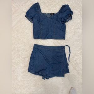 Blue Denim Two-Piece Set